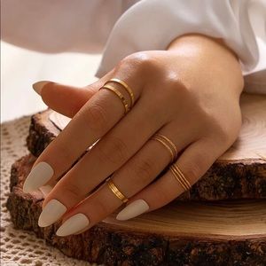 Simple High-Polish Ring Set - 10 Pcs